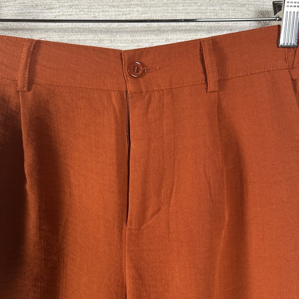 Feiersi Wide Leg Pants Women's Small Rust Orange High Rise Casual Boho Earthy - Picture 2 of 12